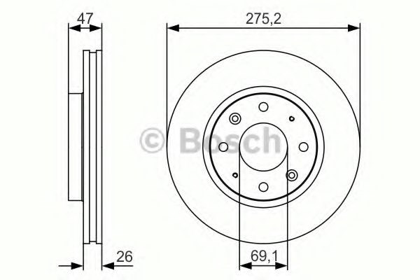 Диск переднього гальма 0986479S28 BOSCH