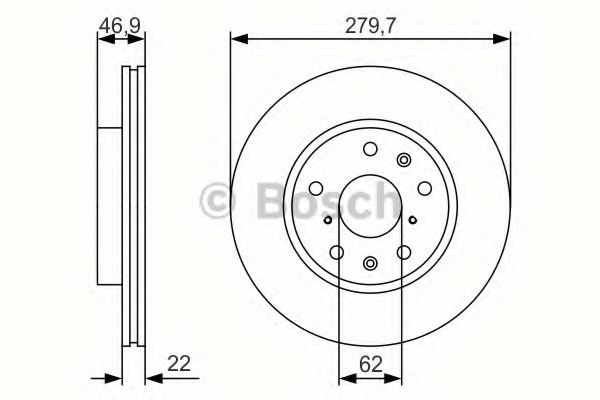 Bosch диск гальм. передн. 279,522 suzuki sx4 06- 0986479S58