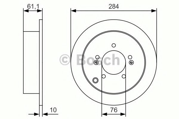 Bosch диск гальм задн. hyundai santa fe 2.0, 2.4 , 00- tucson (28410) 0986479U37