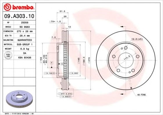 Ротор гальмівний 09A30310 BREMBO