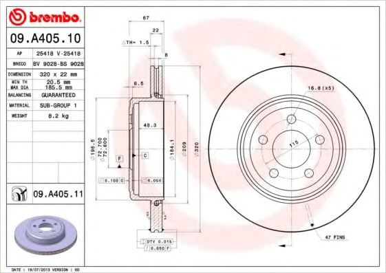 Гальмо дискове переднє 09A40511 BREMBO