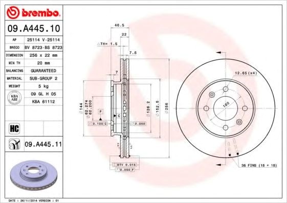 Гальмо дискове переднє 09A44511 BREMBO