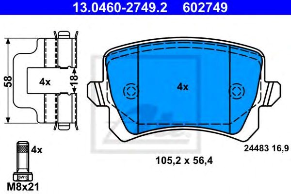 Колодки гальмівні дискові задні, комплект 13046027492