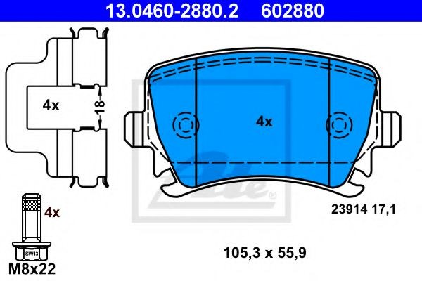 Колодки гальмівні дискові задні, комплект 13046028802