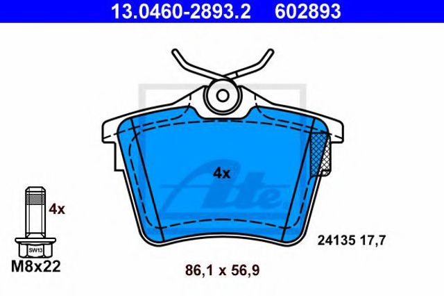 Колодки гальмові задні, дискові 13046028932 ATE