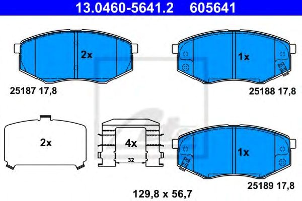 Комплект гальмівних колодок з 4 шт. дисків 13046056412