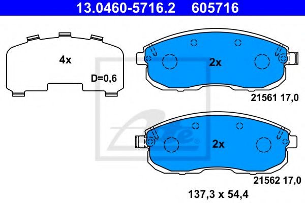 Комплект гальмівних колодок з 4 шт. дисків 13046057162