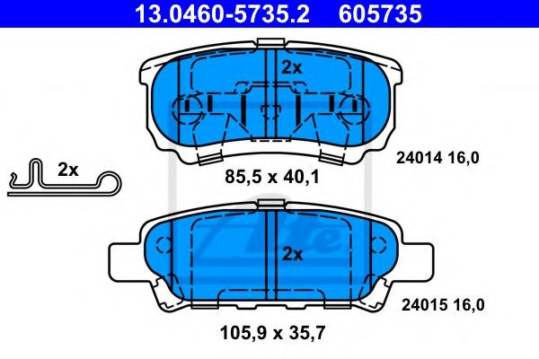 Bosch гальмівні колодки задні mitsubishi lancer 03-, outlander 03- 13046057352