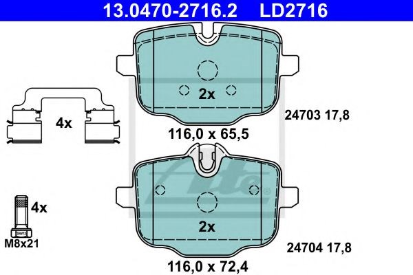 Комплект гальмівних колодок з 4 шт. дисків 13047027162