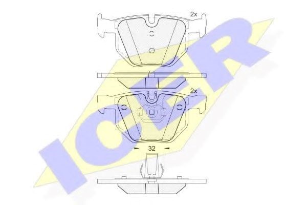 Колодки гальмові задні, дискові 181685202 ICER