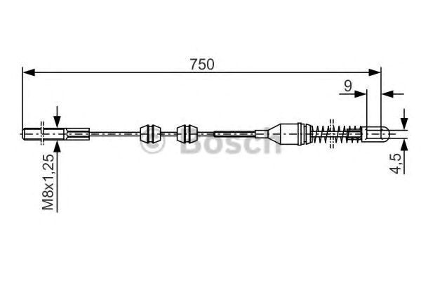 Bosch opel трос руч. гальм. (з/лів) vectra 1,4-1,8/1,7d 89- 770мм 1987477140