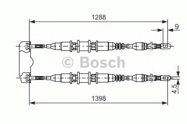 Bosch opel трос ручного гальма задній astra 92- 1987477258