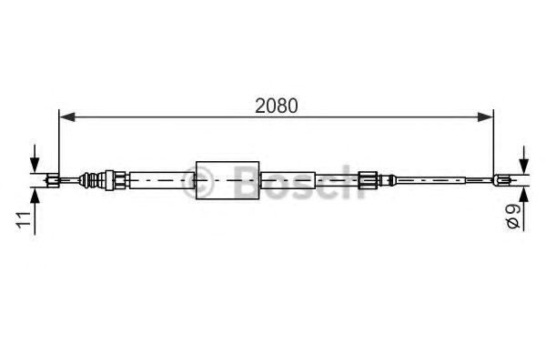 Трос ручного тормоза renault megane ii (2003-08) задний (пр-во bosch) 1987477787