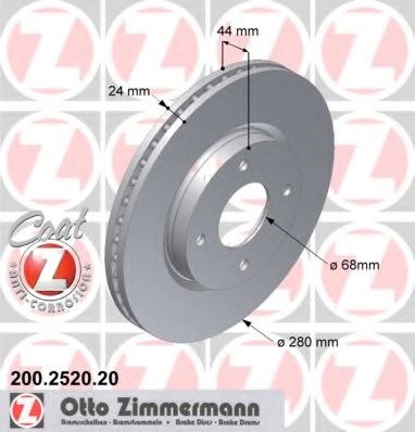 Диск переднього гальма 200252020 ZIMMERMANN