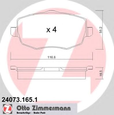 Колодки гальмівні передні, дискові 240731651 ZIMMERMANN