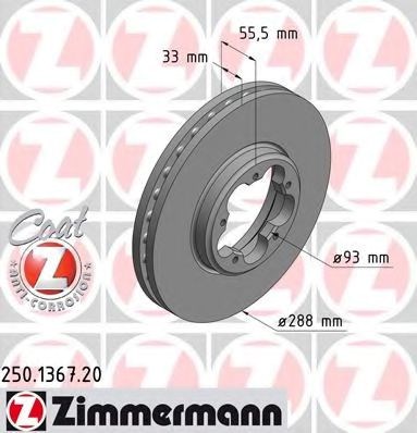 Диск гальмівний передній 250136720 ZIMMERMANN
