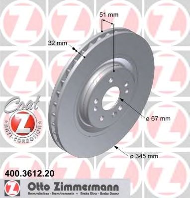 Диск переднього гальма 400361220 ZIMMERMANN