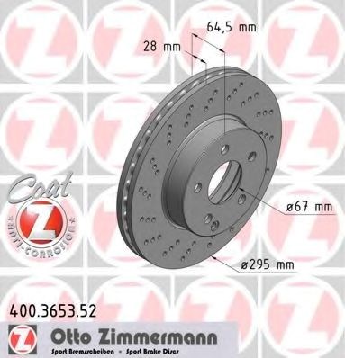 Диск гальмівний передній 400365352 ZIMMERMANN