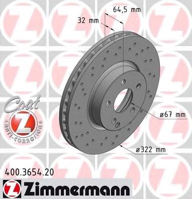 Диск гальмівний передній 400365420 ZIMMERMANN