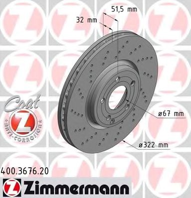 Диск переднього гальма 400367620 ZIMMERMANN