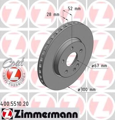 Диск переднього гальма 400551020 ZIMMERMANN