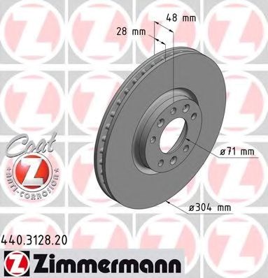 Диск гальмівний передній 440312820 ZIMMERMANN
