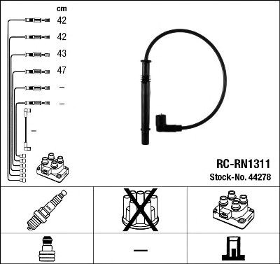 44278  (rc-rn1311)  ngk - комплект проводів запалювання 44278