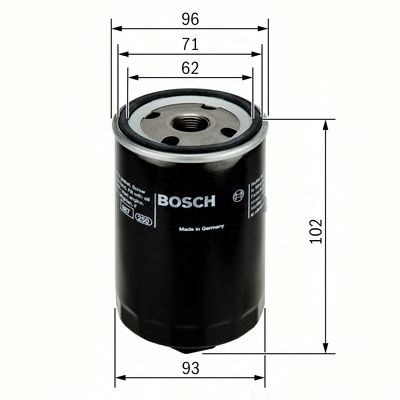 Bosch p3289 h102mm фільтр масляний vw 1,7sdi/1,9d 96- skoda 1,9d 96- seat 1,7sdi 451103289