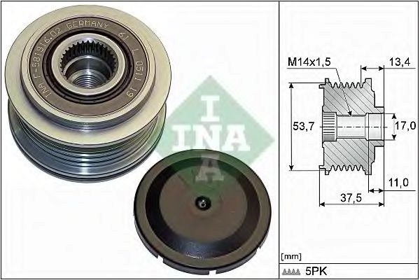 Обгонна муфта генератора 535027810 INA