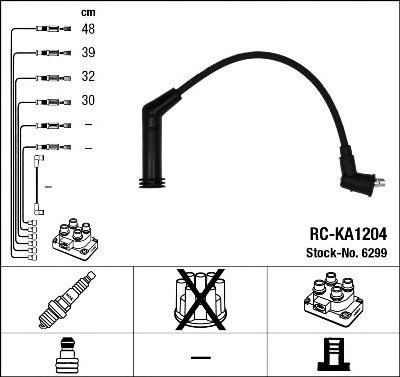 6299 комплект ізольованих проводів для свічок запалення rc-ka1204 6299