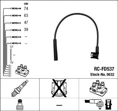 0632 комплект ізольованих проводів для свічок запалення rc-fd537 632