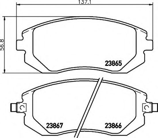 Передні гальмівні колодки 8DB355010211 HELLA