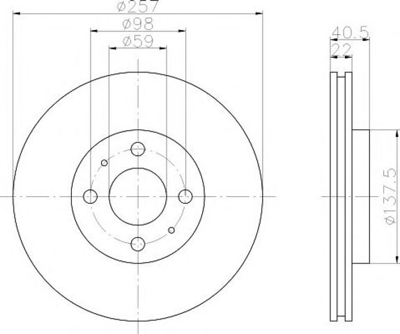 Диск гальмівний передній 8DD355103971 HELLA
