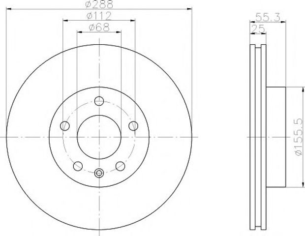 Гальмо дискове переднє 8DD355104481 HELLA