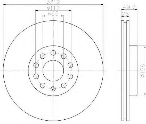 Гальмо дискове переднє 8DD355109521 HELLA