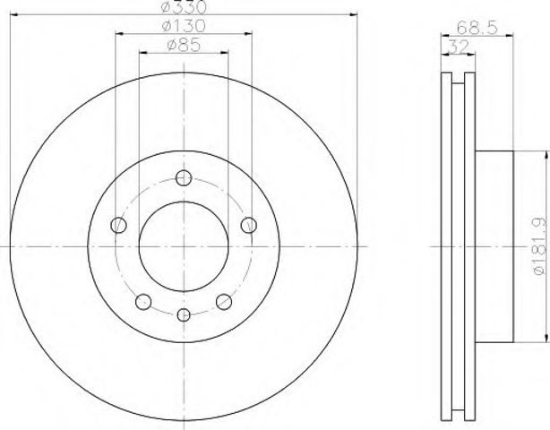 Гальмо дискове переднє 8DD355109721 HELLA