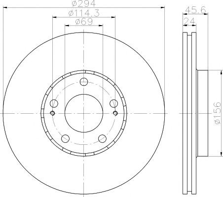 Диск переднього гальма 8DD355111571 HELLA