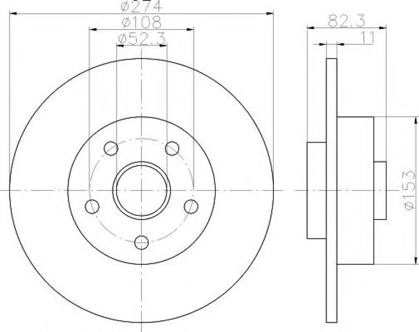 Диск заднього гальма 8DD355112361 HELLA