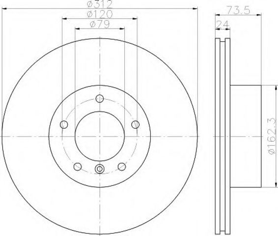 Диск переднього гальма 8DD355115381 HELLA