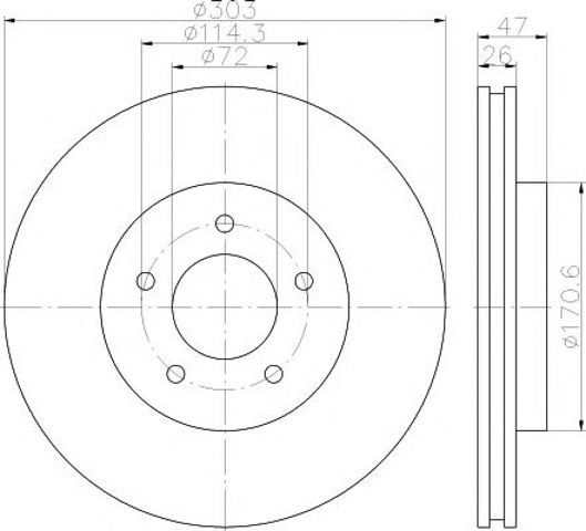 Диск гальмівний передній 8DD355116261 HELLA
