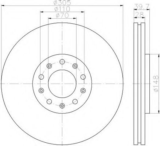 Диск гальмівний передній 8DD355116631 HELLA