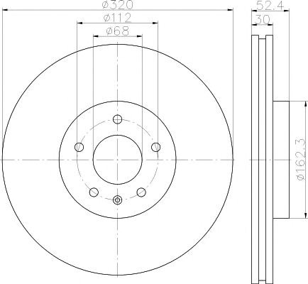 Диск переднього гальма 8DD355117191 HELLA