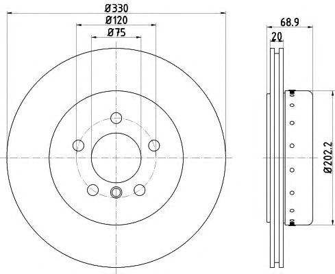 Диск гальмівний bmw 5(f10,f11) r d330mm 09-17 92265925