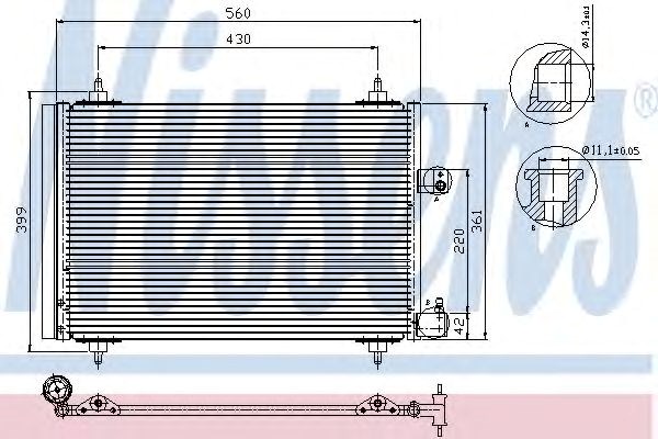 Радиатор кондиционера peugeot 407/ citroen c5 (пр-во nissens) 94723