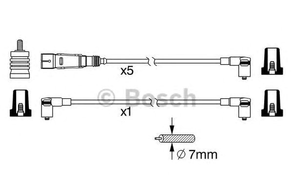 Bosch b340 дроти високого напруги (6шт.) audi 2,0-2,3: 80/100/200/a6 vw 2,0-2,5: passat -88, t4 986356340