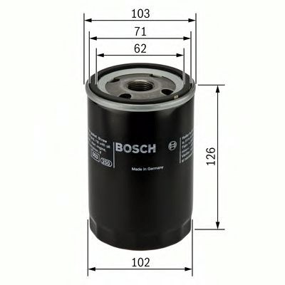 Bosch p2066 h125mm фільтр масляний hyundai 2,5d: galloper ,h100 94- [-] 986452066