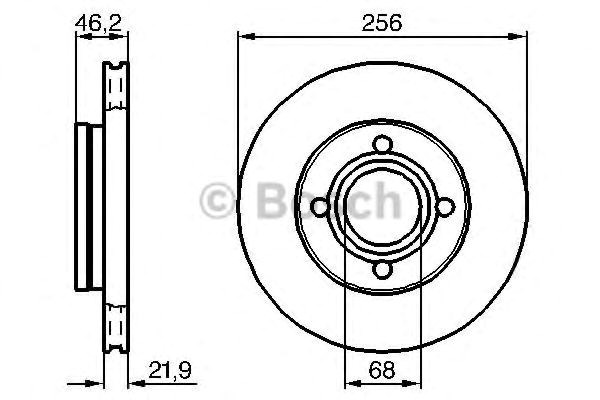Bosch диск гальмівний перед. (вентил.) audi 80  86-91, 100 -90 (25622) 986478018