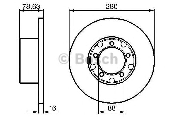 Bosch диск гальмівний перед. db 207-507d 77-95 (28016)(кр.2) 986478201
