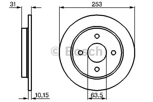 Bosch  диск гальмівний задній ford focus -05 (25310.15) 986478344