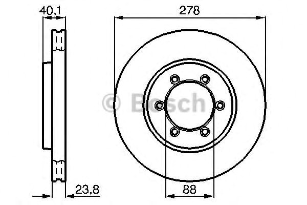 Bosch ssangyong диск гальмівний передній rexton, korando (27823,8) 986478967